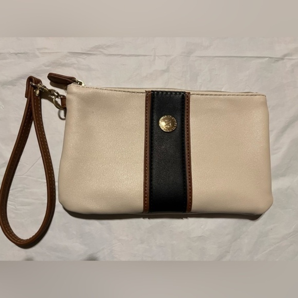 Stone and‎ Co. Leather Wristlet- Tan and Black with brown leather wrist strap